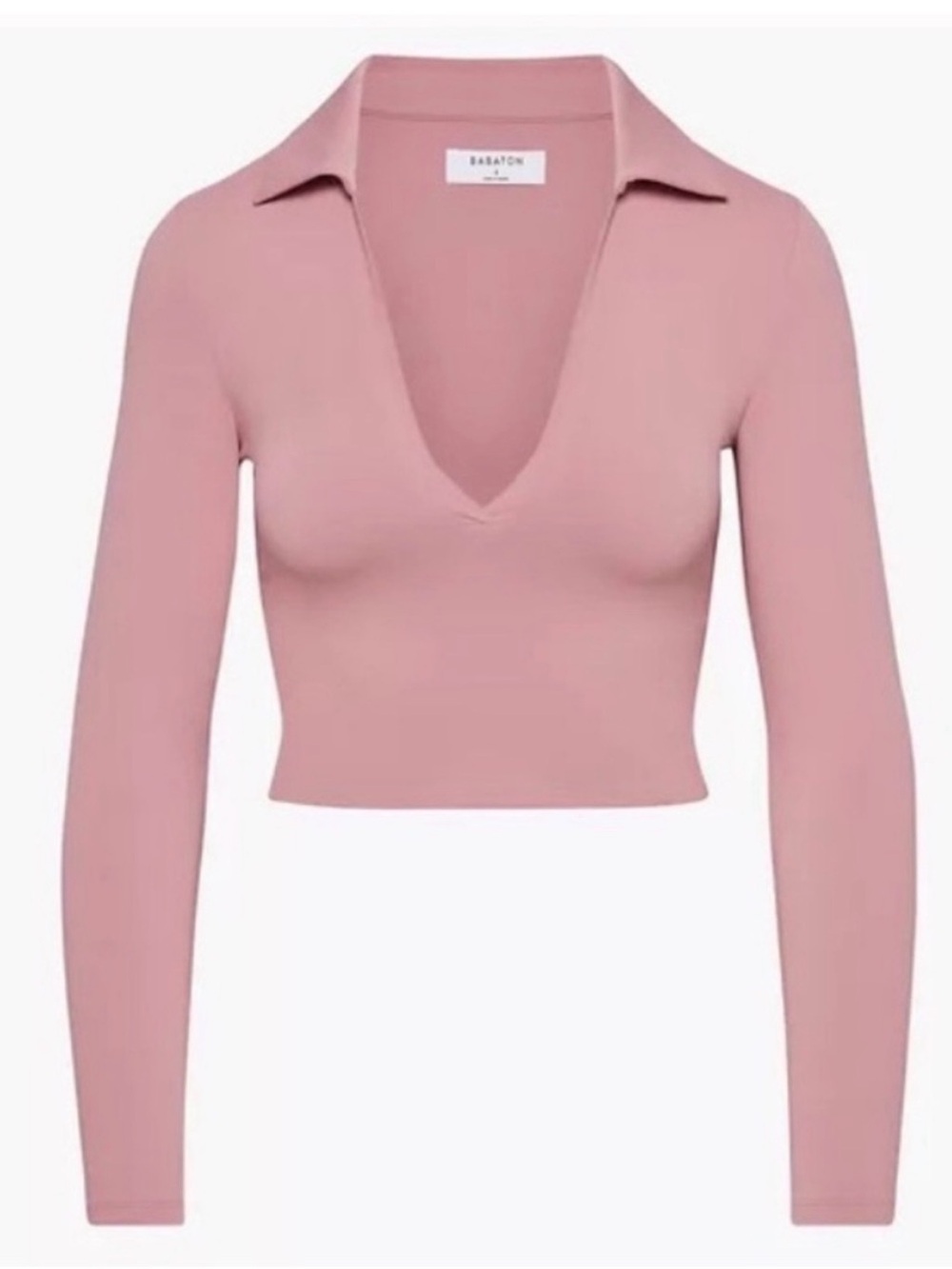 Aritzia Babaton Sculpt Contour Long Sleeve Cropped Polo S